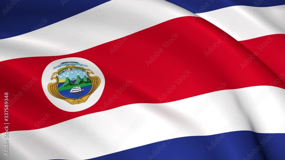 Costa Rica National Flag - 4K seamless loop animation of the Costa Rican flag. Highly detailed realistic 3D rendering Costa Rica National Flag - 4K seamless loop animation of the Costa Rican flag. Highly detailed realistic 3D rendering