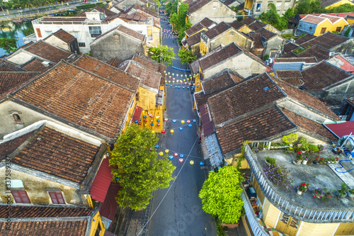 Hoi An, Vietnam : Panorama Aerial view of Hoi An ancient town, UNESCO world heritage, at Quang Nam province. Vietnam. Hoi An is one of the most popular destinations in Vietnam 
