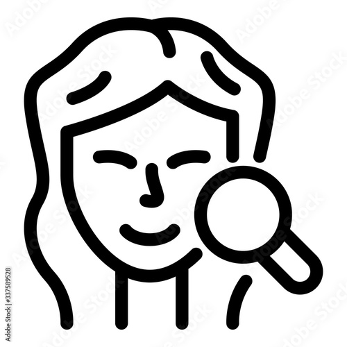 Smiling woman face icon. Outline smiling woman face vector icon for web design isolated on white background