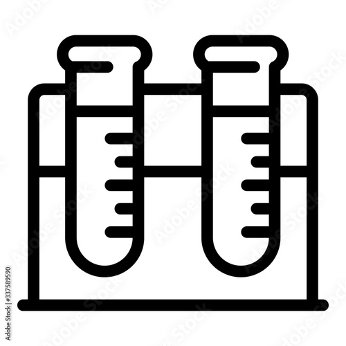 Two test tubes on a stand icon. Outline two test tubes on a stand vector icon for web design isolated on white background