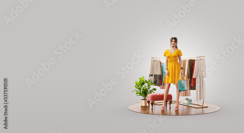 Unusual 3d illustration of a beauty woman