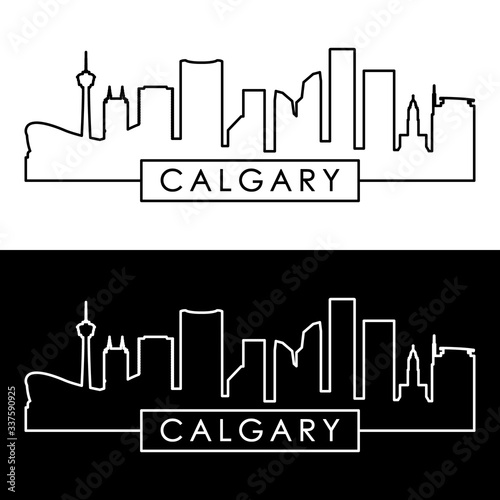 Calgary skyline. Linear style. Editable vector file.
