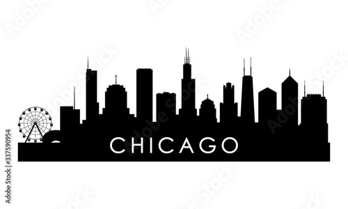Chicago Illinois skyline silhouette. Black Cleveland city design isolated on white background.
