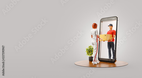 Unusual 3d illustration smart phone application