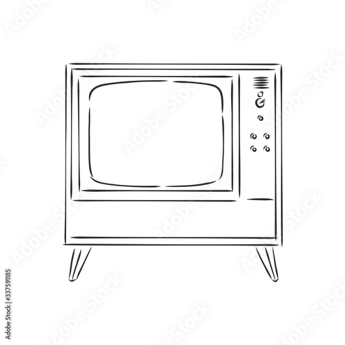 Old tv set hand drawn vector illustration. Vintage