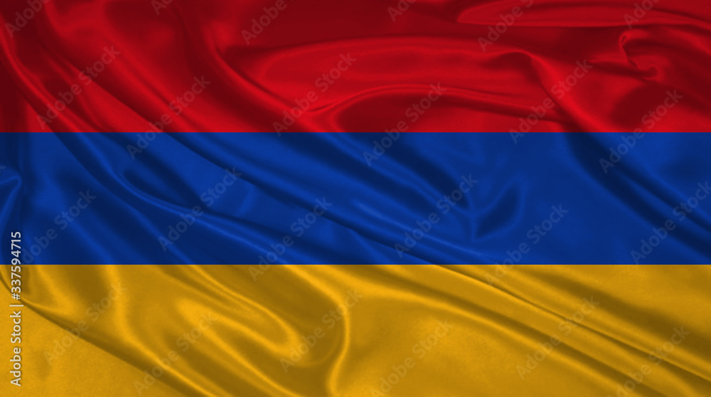 Fototapeta premium Flag of armenia 3D Illustration. Armenia Flag for Independence Day, celebration, election. The symbol of the state on wavy silk fabric.