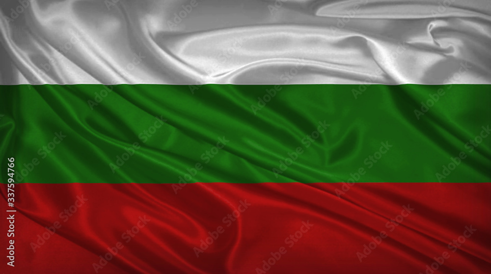 Obraz premium Flag of bulgaria 3D Illustration. Bulgaria Flag for Independence Day, celebration, election. The symbol of the state on wavy silk fabric.