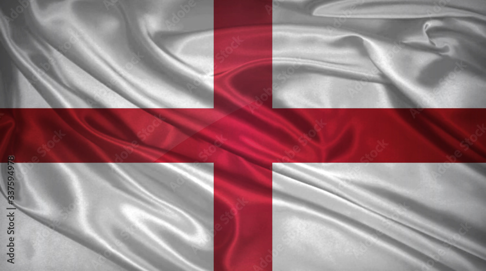 Obraz premium Flag of England 3D Illustration. England Flag for Independence Day, celebration, election. The symbol of the state on wavy silk fabric.