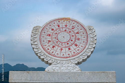 On April 5, 2020, the Chinese quanzhou city park. Timekeeping instrument in ancient China: coronagraph.. photo