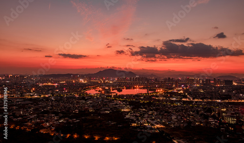 Panoramic view of Quanzhou, China, at sunset. © may