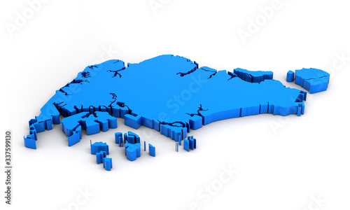 Photography 3D Illusration. map of Singapore