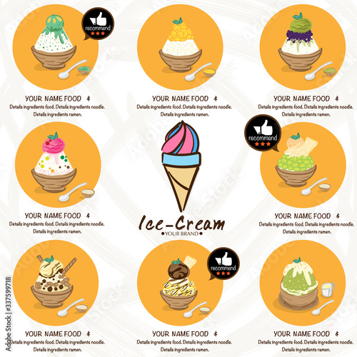 menu template Ice cream dessert reataurant brand design 