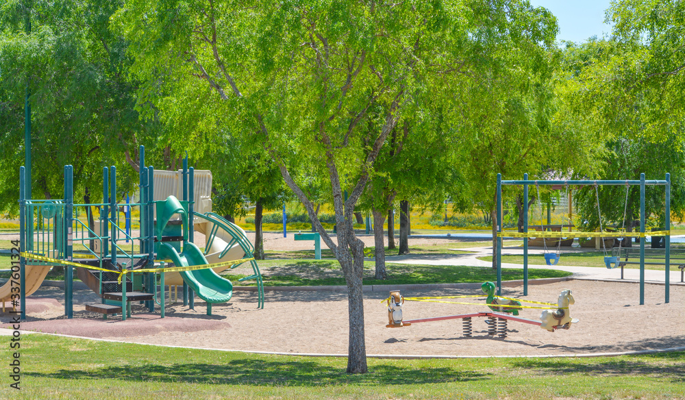 Play grounds closed due to Coronavirus, Covid-19. Social distancing ordered by the Governor of Arizona, Glendale, Maricopa County, Arizona USA