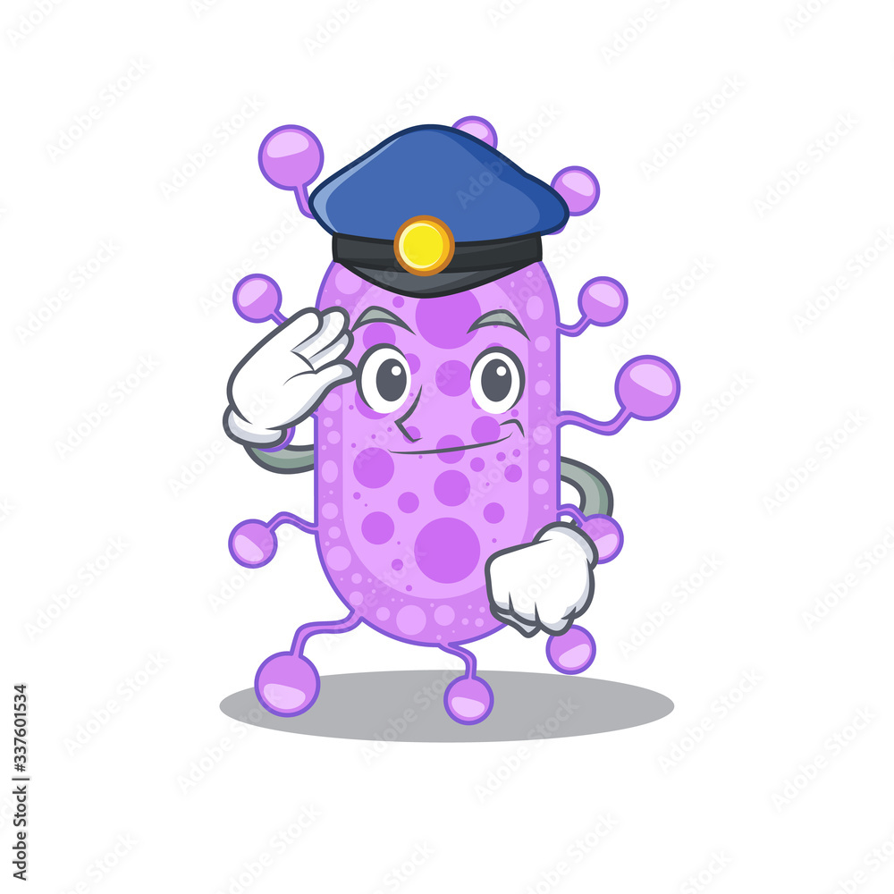 Police officer mascot design of mycobacterium wearing a hat Police officer mascot design of mycobacterium wearing a hat
