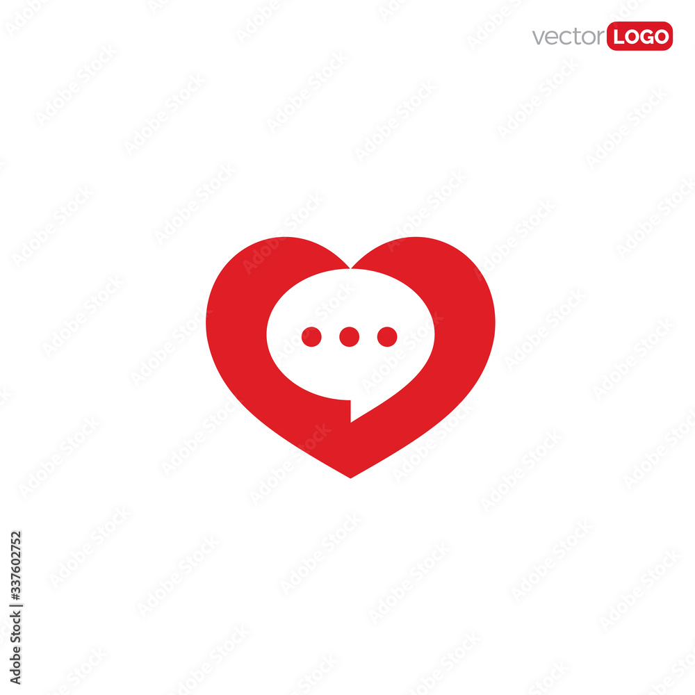 Fototapeta premium heart with buble chat or love talk icon/symbol/Logo Design Vector Template Illustration
