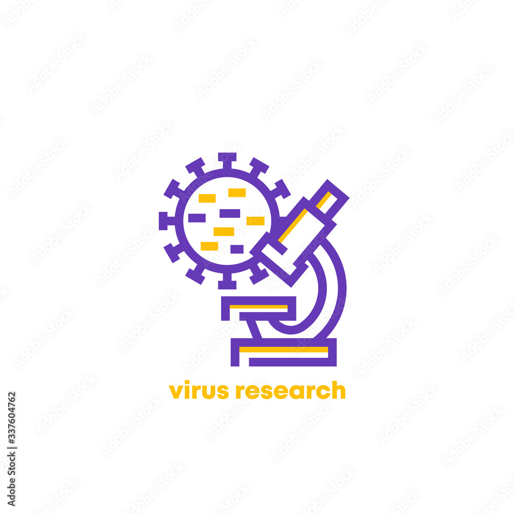 virus research vector logo with microscope virus research vector logo with microscope