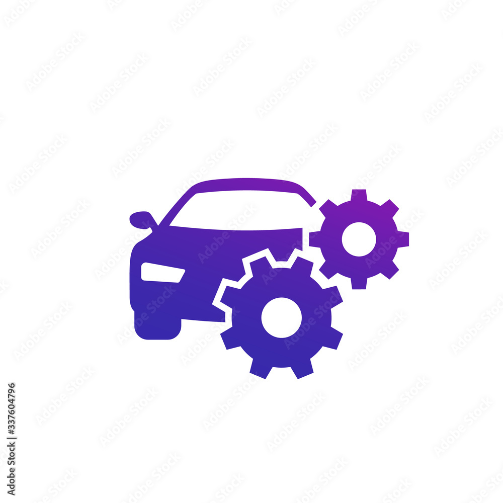 car maintenance, service icon with gears and auto car maintenance, service icon with gears and auto