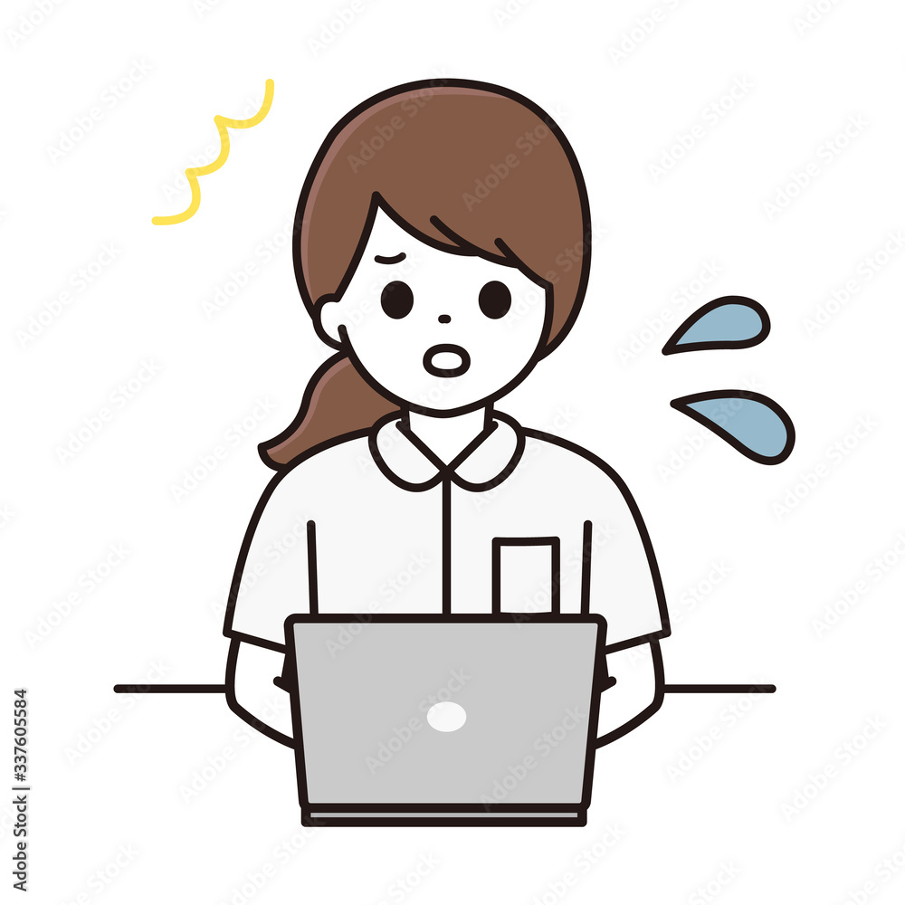 看護師 ナース パソコン 吹き出し イラスト