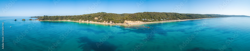 180 degrees aerial panorama of ocean coastline in Australia