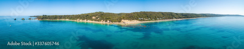 180 degrees aerial panorama of ocean coastline in Australia