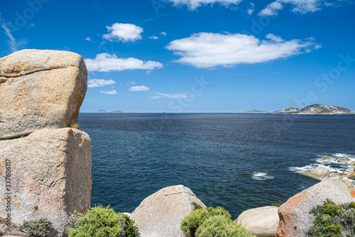 Beautiful ocean view with small islands from Tongue Point. Wilsons Promontory National Park, Victoria, Australia photo