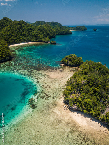 Aerial of Bucas Grande Island, Socorro, Surigao Del Norte. Bucas Grande is known for its lagoons and rocky outcrops. photo