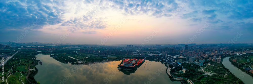 Sunrise scenery of Huayang Lake Wetland Park, Dongguan, Guangdong Province, China