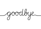 Continuous black line drawing word Goodbye. Minimalist outline googbye concept. Vector illustration