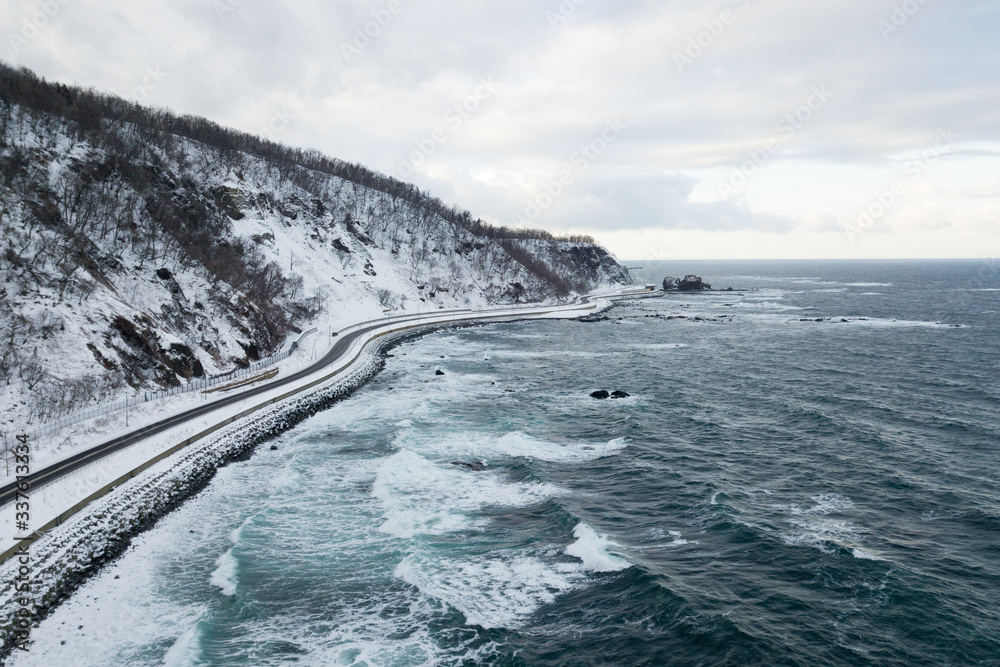 road trip across shiretoko peninsula in winter