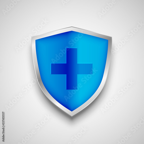 medical shield protection symbol with cross sign