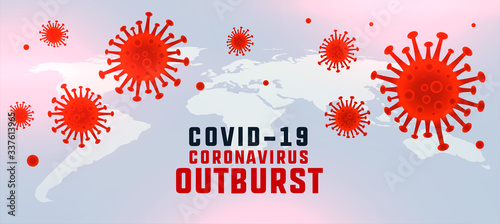 covid19 coronavirus outburst background with floating viruses
