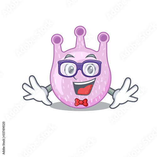 Mascot design style of geek viridans streptococci with glasses