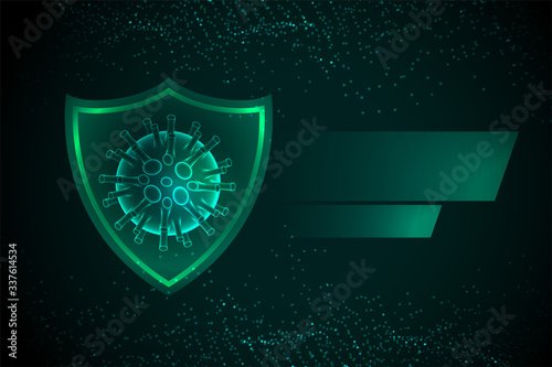 stop coronavirus protection shield with virus cell