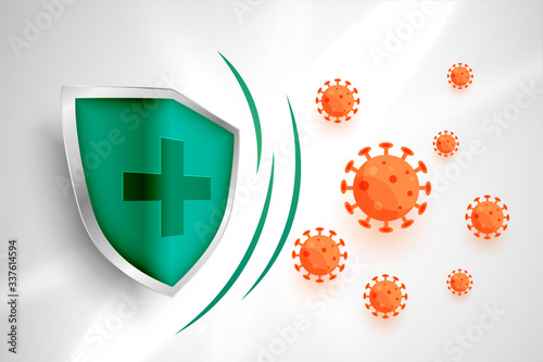 medical shield protecting coronavirus to enter background