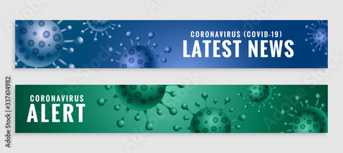 coronavirus covid19 latest news and alert banners set