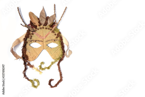 The mask is made of lovely natural leaves. Craft activities for children used in dramas