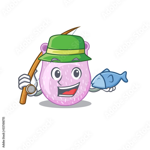 Cartoon design concept of viridans streptococci while fishing photo