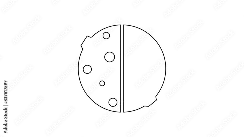 Black line Eclipse of the sun icon isolated on white background. Total sonar eclipse. 4K Video motion graphic animation Black line Eclipse of the sun icon isolated on white background. Total sonar eclipse. 4K Video motion graphic animation