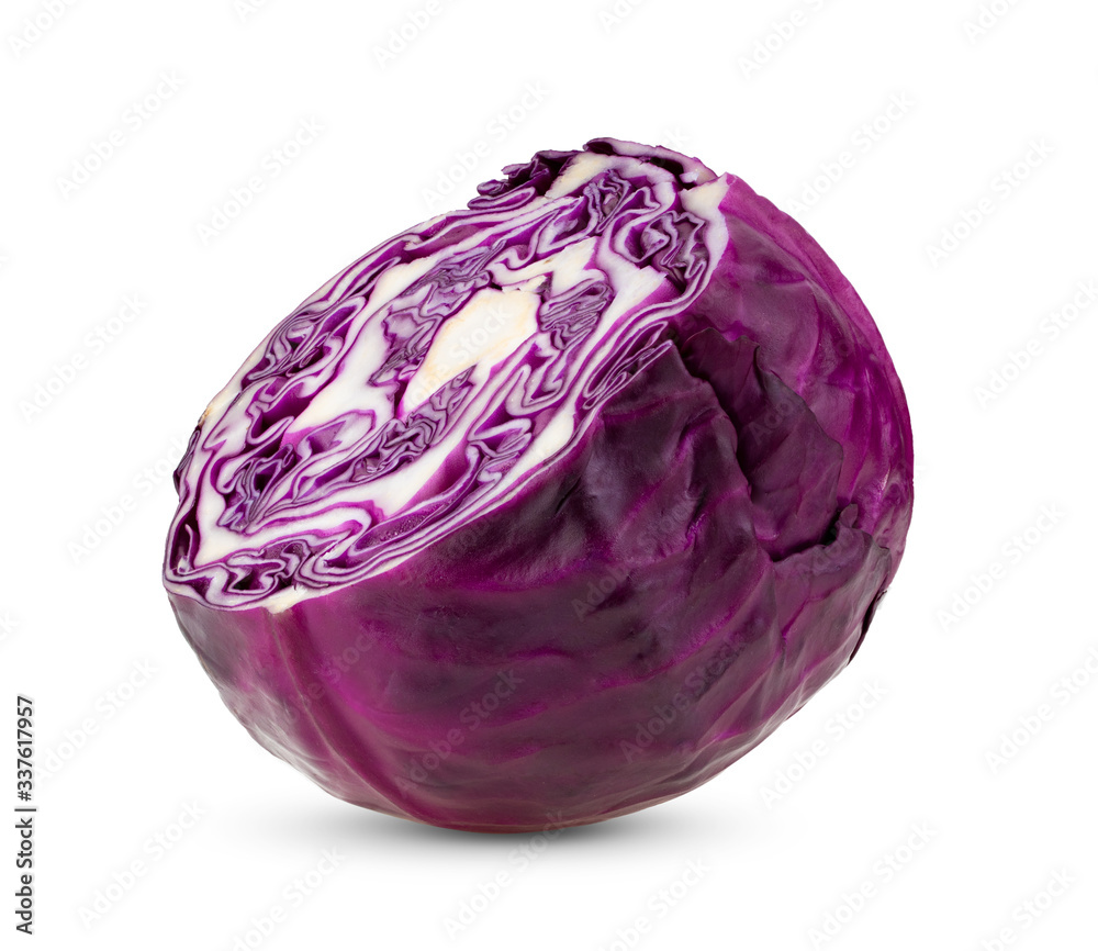 Red cabbage with leaf isolated on white background. Red cabbage with leaf isolated on white background.