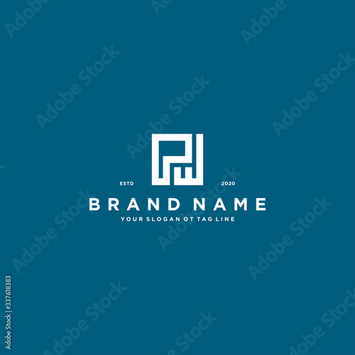 letter PW logo design vector