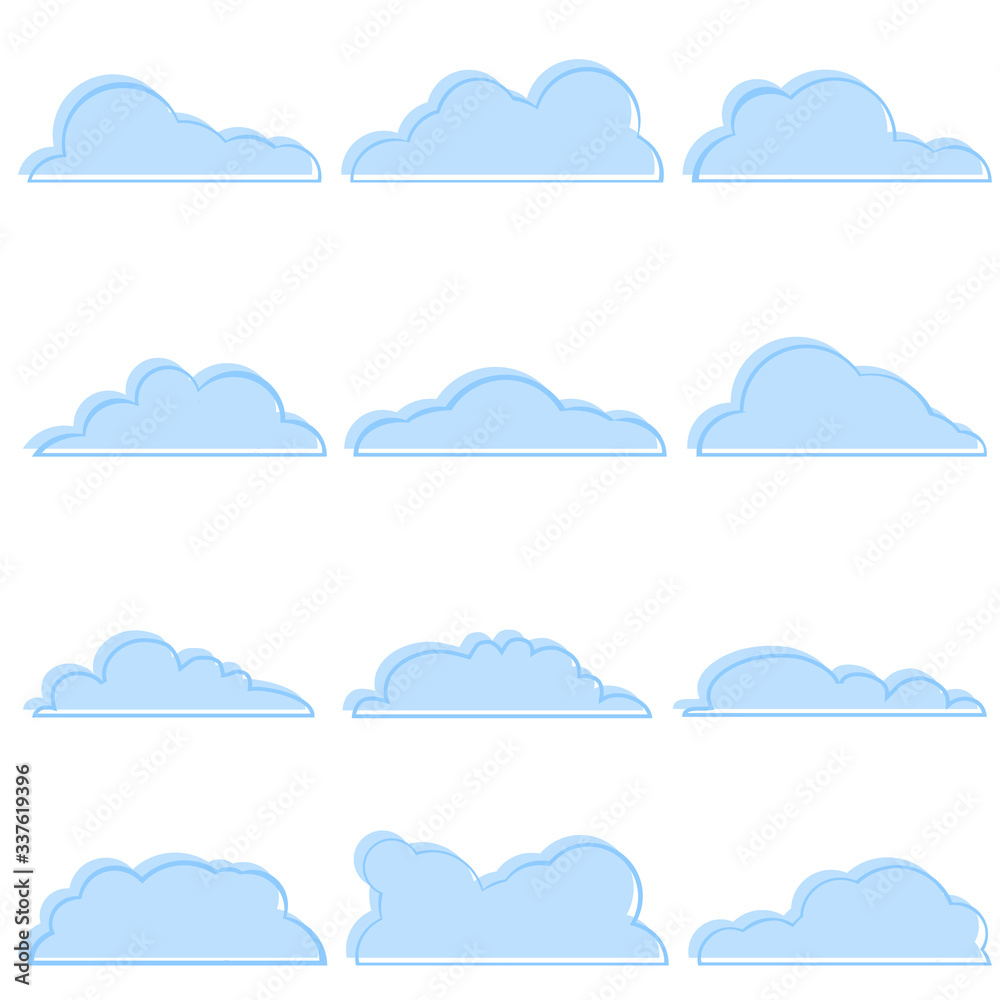 The clouds. Set of realistic clouds. Vector, cartoon illustration.