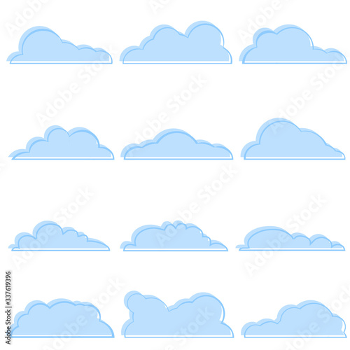 The clouds. Set of realistic clouds. Vector, cartoon illustration.