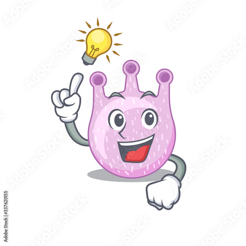 Mascot character design of viridans streptococci with has an idea smart gesture
