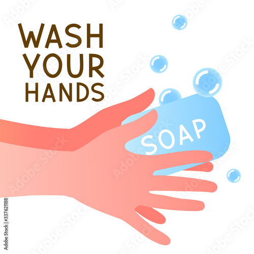 Hand washing with soap - the concept of prevention of coronavirus