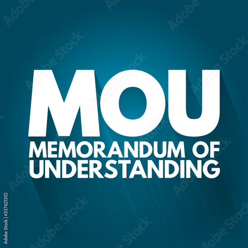 MOU - Memorandum Of Understanding acronym, business concept background