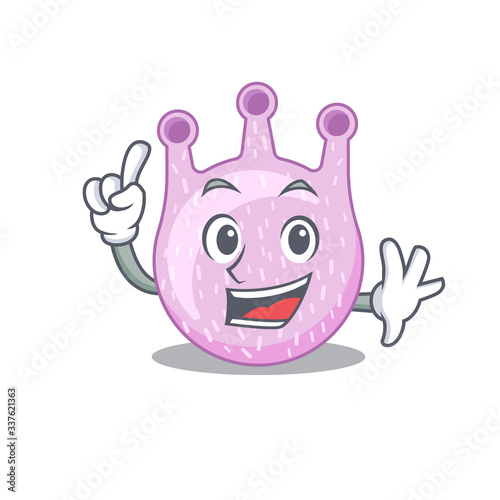 Viridans streptococci mascot character design with one finger gesture