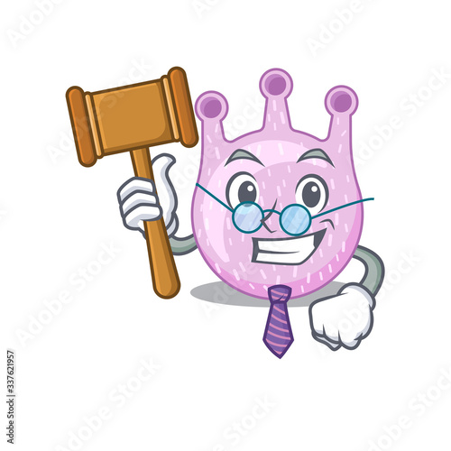 A humble judge of viridans streptococci cartoon character design wearing glasses