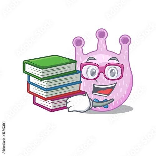 A diligent student in viridans streptococci mascot design concept with books