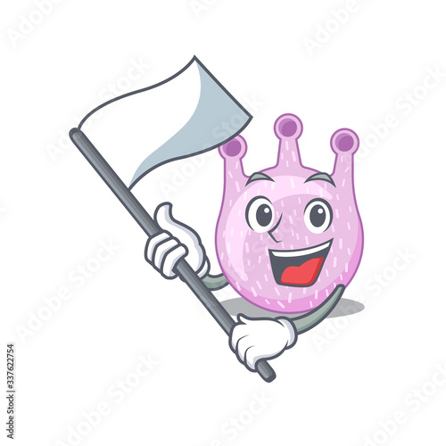A nationalistic viridans streptococci mascot character design with flag