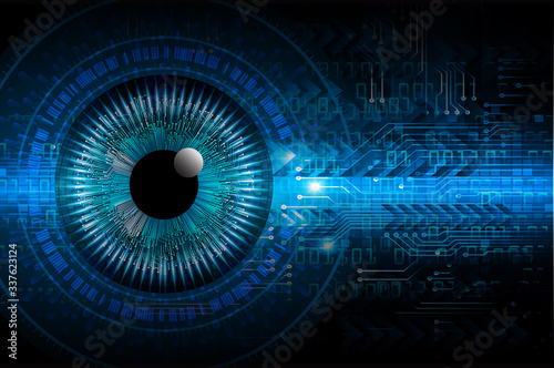 Blue eye cyber circuit future technology concept background